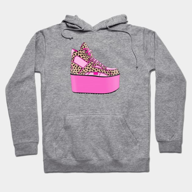 90s pink platform shoes with leopard pattern Hoodie by prntsystm